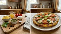 Polenta-Pizza mit Tomaten: knuspriger Boden ohne Kneten – in 20 Minuten im Ofen